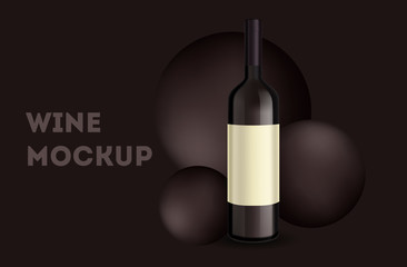 wine bottle, made in a realistic style. on background. It can serve as a layout for  design.