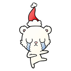 crying polar bear gradient cartoon of a wearing santa hat