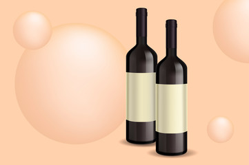 wine bottle, made in a realistic style. on background. It can serve as a layout for  design.