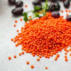 lentils, healthy food concept (legumes, greens, spinach and more) superfood. Food background