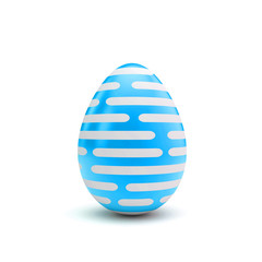 Easter egg with blue and white pattern. 3D Rendering