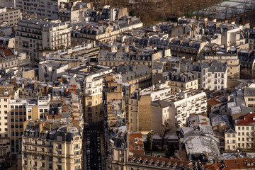 Fototapeta na wymiar Paris in winter close-up view of buildings from an old urban pattern