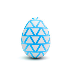 Easter egg with blue and white pattern. 3D Rendering