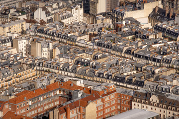 Paris in winter close-up view of buildings from an old urban pattern