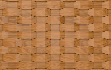 3d rendering. modern weaving wood square panel tiles wall background