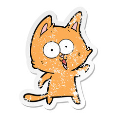 Obraz na płótnie Canvas distressed sticker of a funny cartoon cat