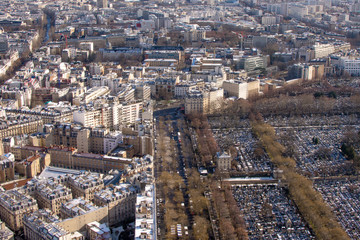 Obraz premium Paris in winter general view of 15th arrondissement from above 