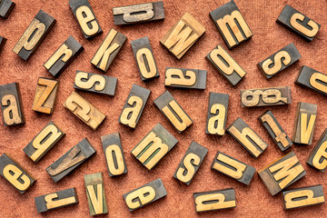 random wood type letters background