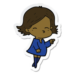 sticker of a cartoon woman pointing