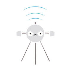 flat color retro cartoon satellite