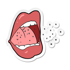 sticker of a cartoon sneezing mouth