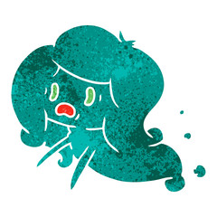 retro cartoon of kawaii scary ghost