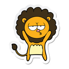 sticker of a cartoon bored lion