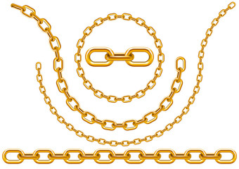 Gold chains in different sizes and forms