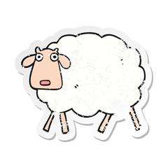 distressed sticker of a cartoon sheep