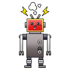 gradient shaded cartoon crazed robot