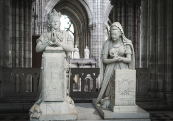 PARIS, FRANCE - 02 OCTOBER 2018: Statues in Saint Denis cathedral.