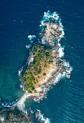 Blue beach island Nilwella. Aerial view of the south coast of the island of Sri Lanka