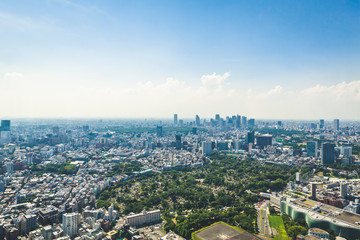 Obraz premium Japonia Tokio Roppongi budynki miejskie krajobraz miejski widok z lotu ptaka w ciągu dnia bezchmurna pogoda