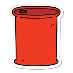 sticker of a quirky hand drawn cartoon can