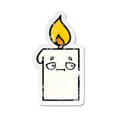distressed sticker of a cute cartoon lit candle