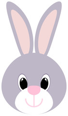 Cartoon bunny head icon. Easter symbol. Cute rabbit clipart.