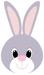 Cartoon bunny head icon. Easter symbol. Cute rabbit clipart.