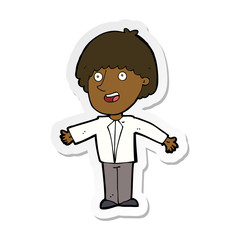 sticker of a cartoon happy man