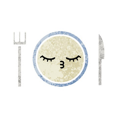 retro illustration style cartoon dinner plate