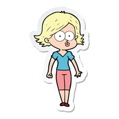 sticker of a cartoon girl pouting