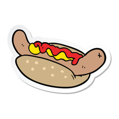 sticker of a cartoon hot dog