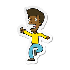 sticker of a cartoon terrified man