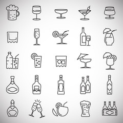 Beverage line icons set on white background for graphic and web design, Modern simple vector sign. Internet concept. Trendy symbol for website design web button or mobile app
