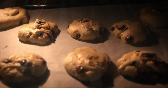 Cooking cookies in electric oven Timelapse