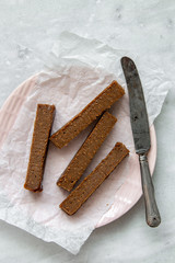 Portion of Caramel. Vegan toffee with figs