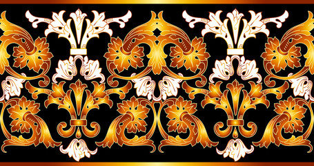 Border with golden elements. Vector golden seamless.