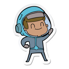 sticker of a happy cartoon astronaut