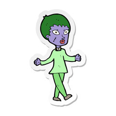 sticker of a cartoon halloween zombie woman
