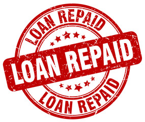 loan repaid red grunge round vintage rubber stamp