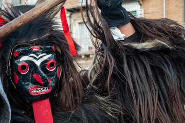il Diavolo (devil) ancient carnival mask of Tufara, Campobasso, Italy