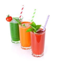 Fresh vegetable smoothie. Tomato, cucumber, carrot