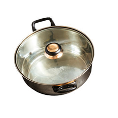one pan with a glass lid. isolate on white background