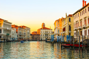 Naklejka premium Sunny day in Venice. Narrow streets, canals and beautiful architecture.