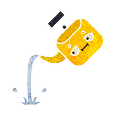 retro illustration style cartoon pouring kettle