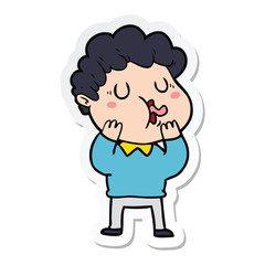 sticker of a cartoon man singing