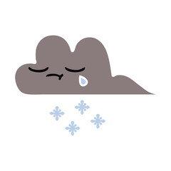 flat color retro cartoon storm snow cloud