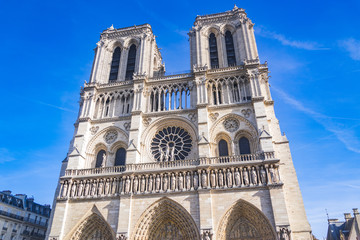 Fototapeta na wymiar PARIS, FRANCE - 02 OCTOBER 2018: Notre dame cathedral in Paris