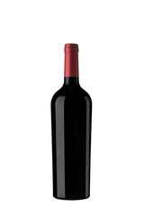 bottle of red wine isolated on white background