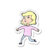 retro distressed sticker of a cartoon woman
