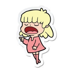 sticker of a cartoon woman talking loudly